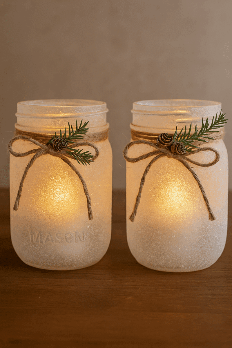 frosted mason jar glass container ideas 4