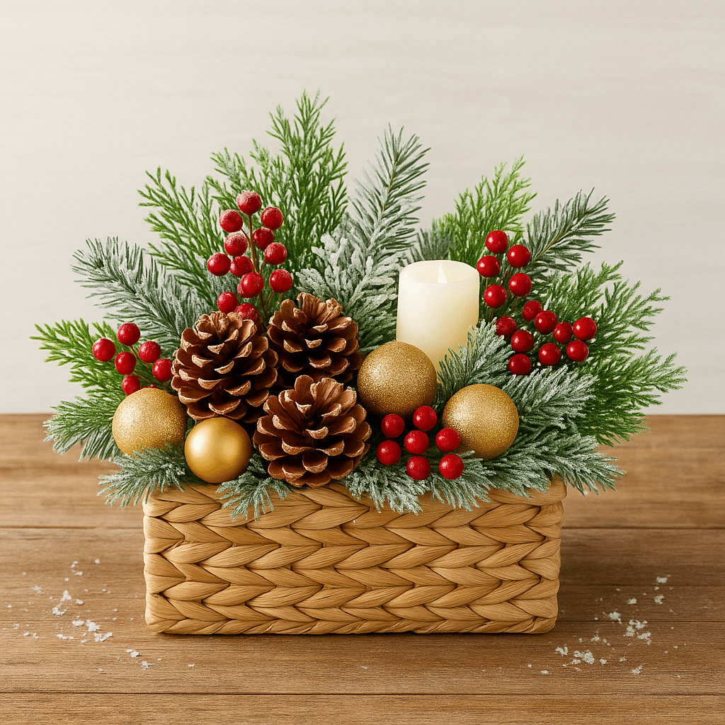 idees de compositions de noel avec des paniers 1