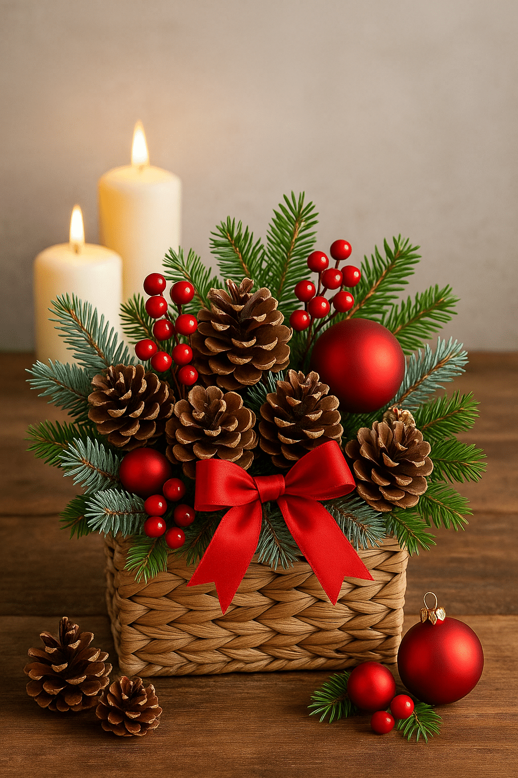 idees de compositions de noel avec des paniers 6