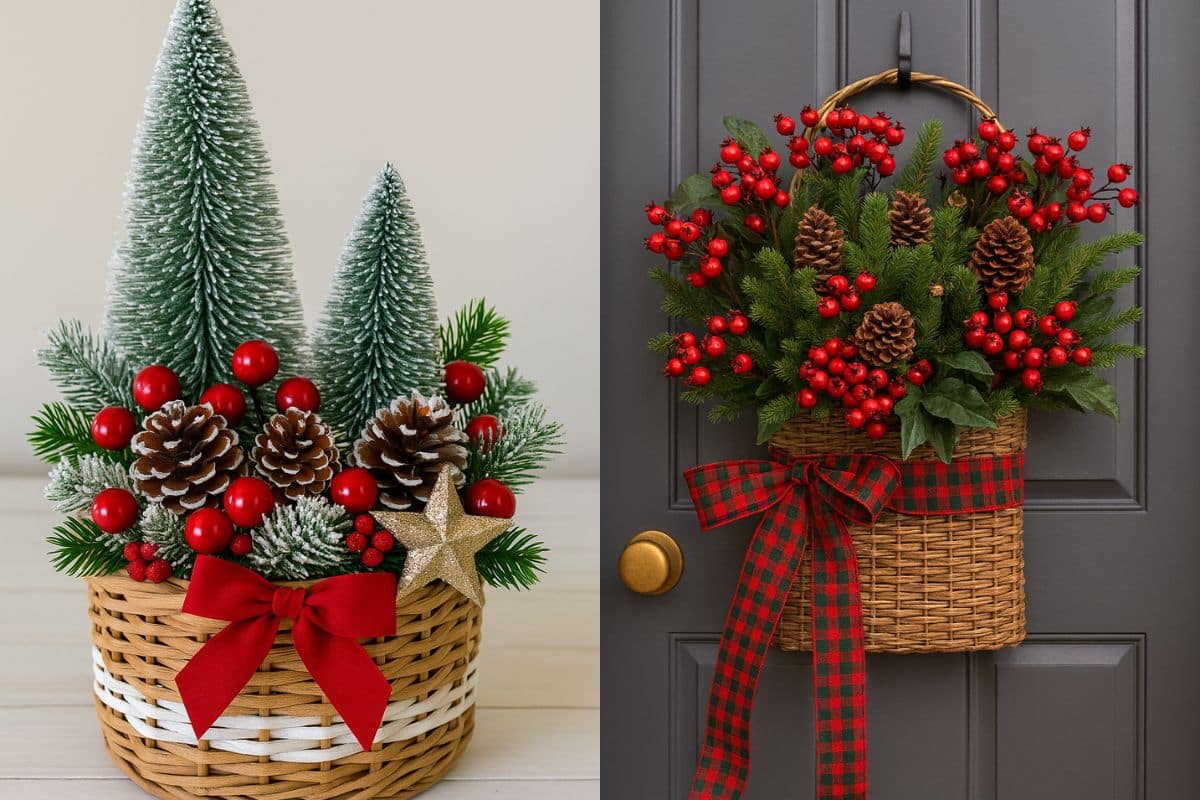idees de compositions de noel avec des paniers