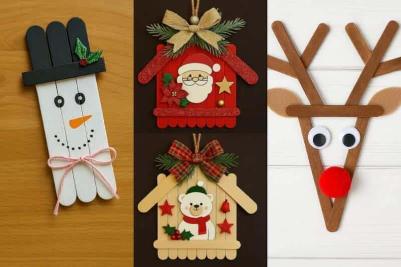 decorations de noel avec des batonnets de glace