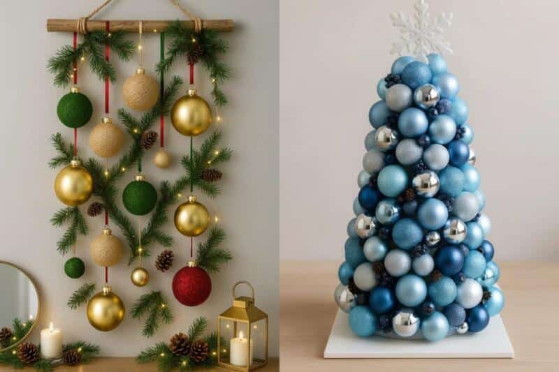 idees creatives de decoration de noel avec des boules