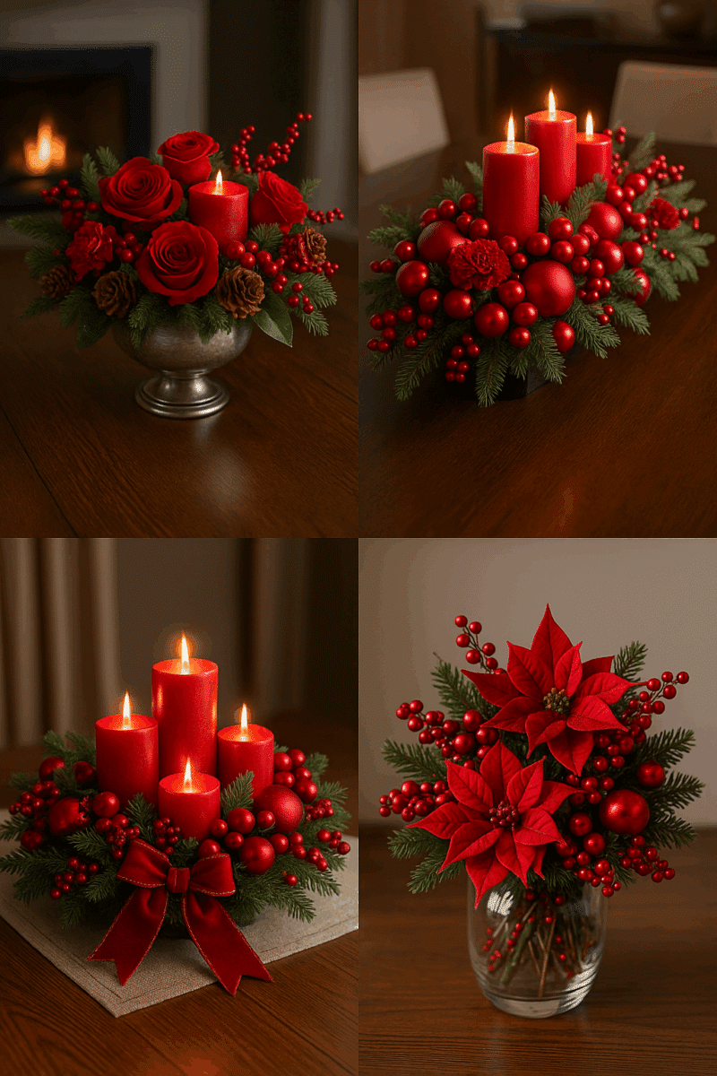 idees de compositions de noel rouges