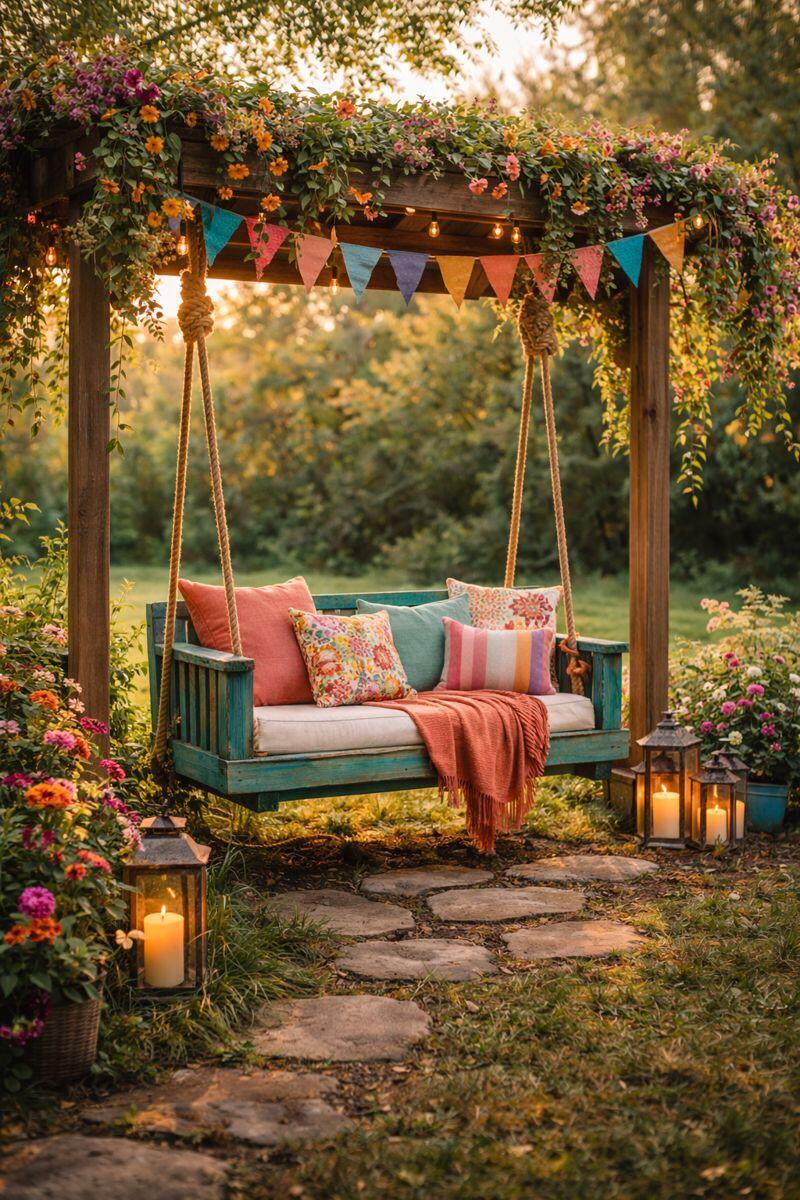 balancoires en bois originales pour le jardin 1