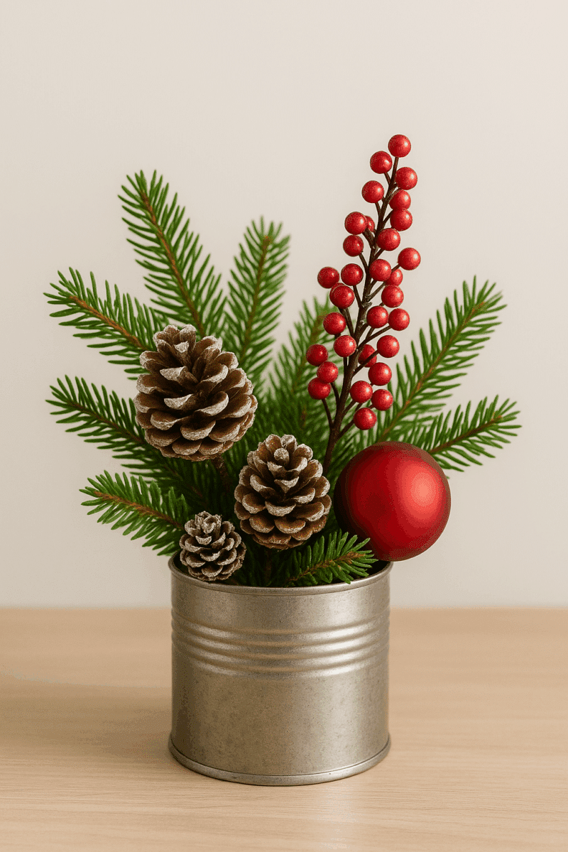 idees de decorations de noel realisees avec des boites de conserve 1