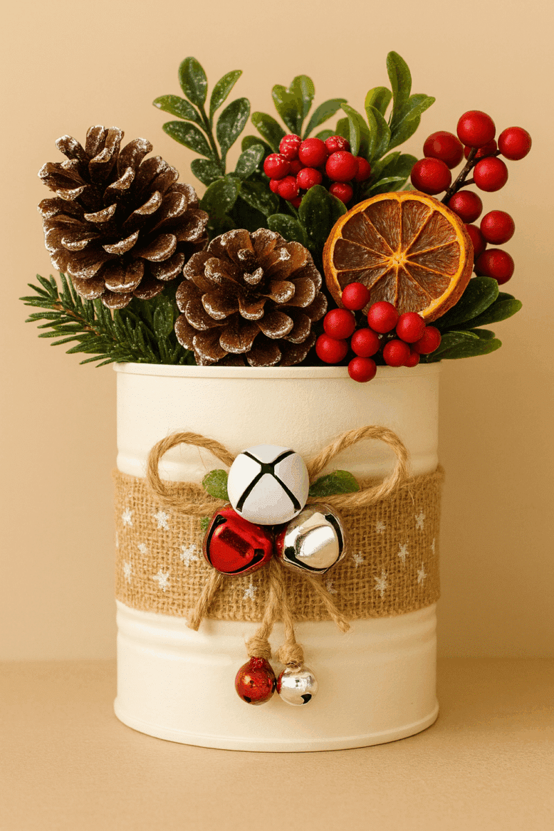 idees de decorations de noel realisees avec des boites de conserve 4