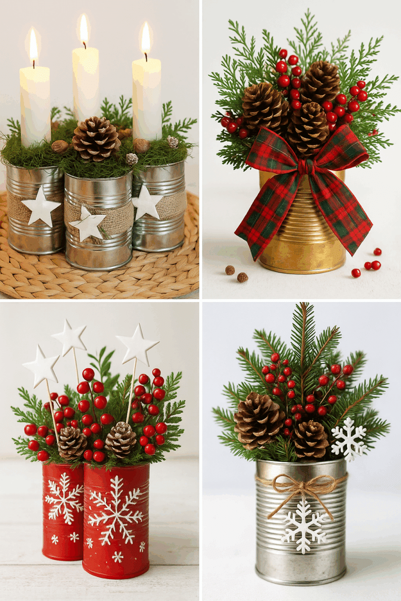 idees de decorations de noel realisees avec des boites de conserve 6