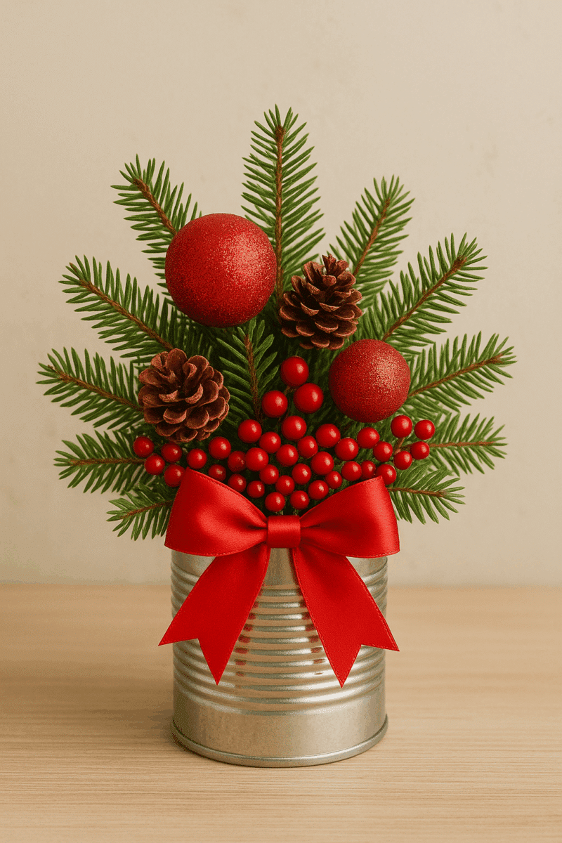 idees de decorations de noel realisees avec des boites de conserve 8