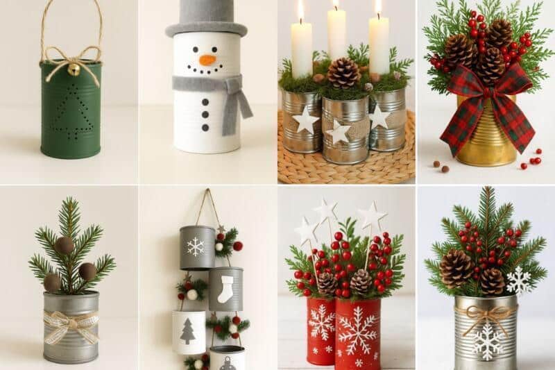 idees de decorations de noel realisees avec des boites de conserve