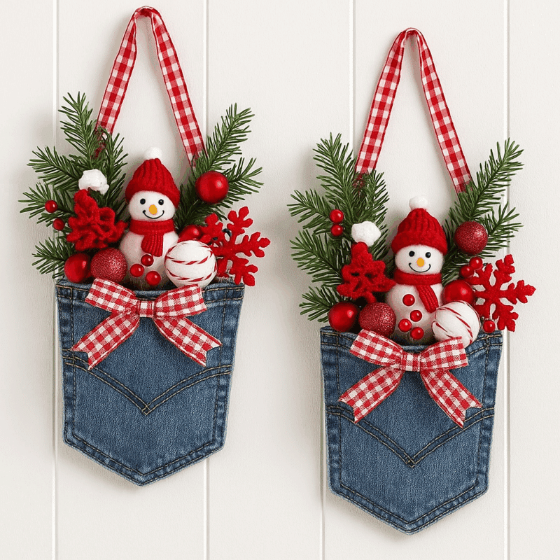 idees originales de decorations de noel avec de vieux jeans 1