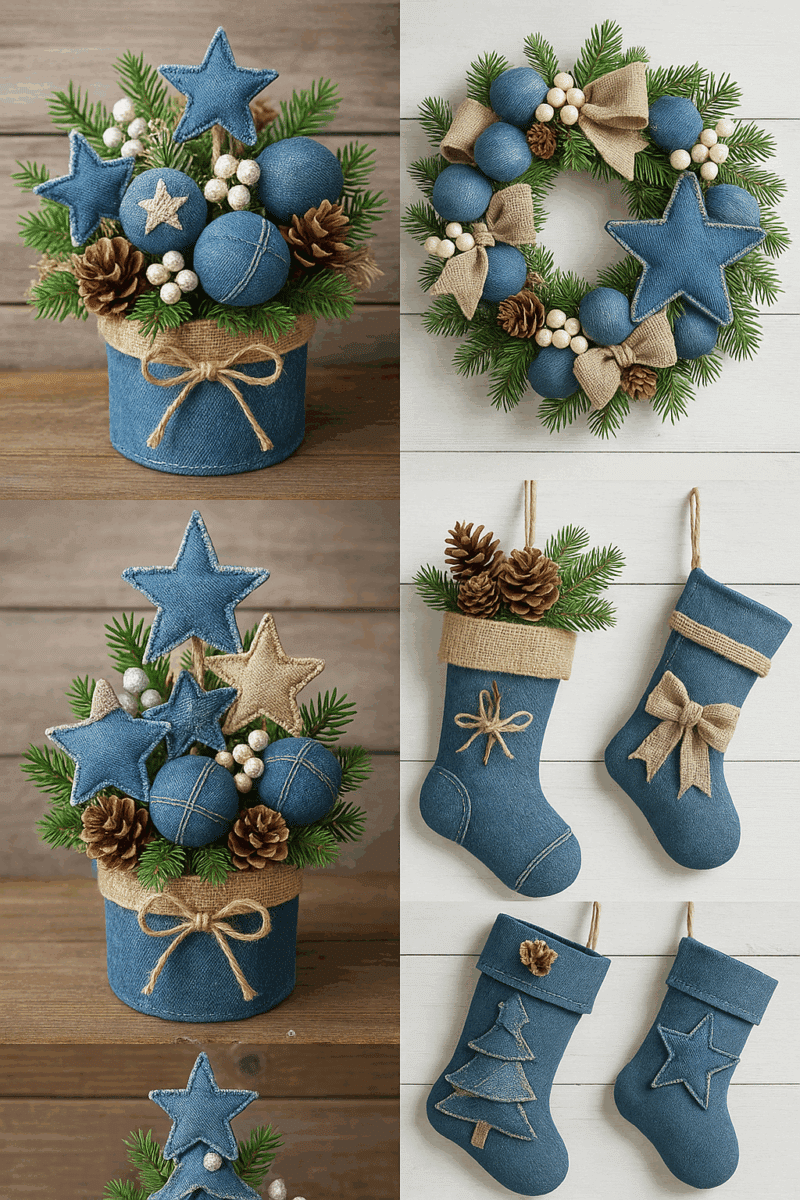 idees originales de decorations de noel avec de vieux jeans 5
