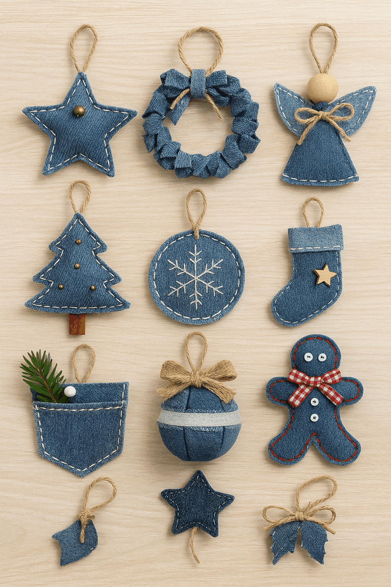 idees originales de decorations de noel avec de vieux jeans 7