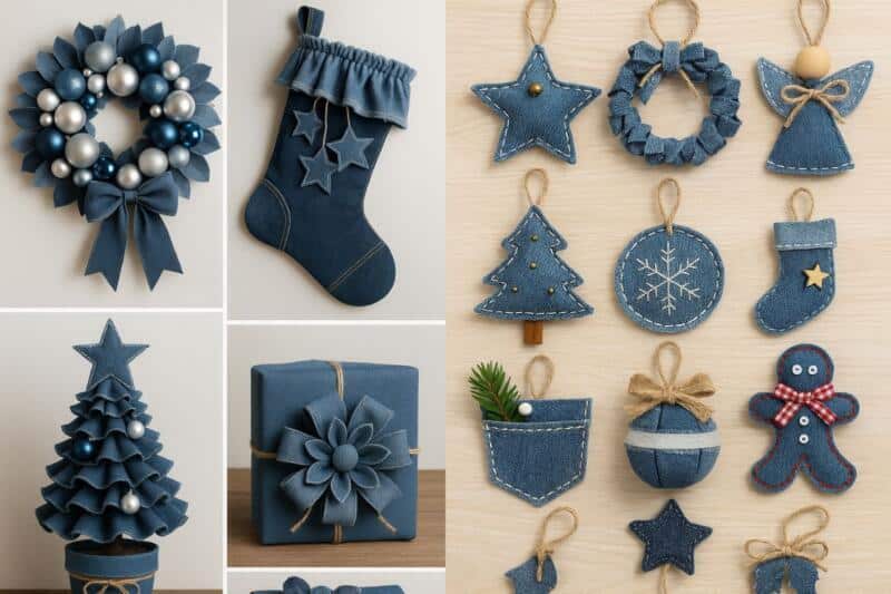 Idées originales de décorations de Noël avec de vieux jeans idees originales de decorations de noel avec de vieux jeans