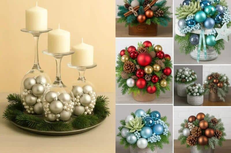 Idées originales pour décorer la table de Noël avec des boules idees originales pour decorer la table de noel avec des boules