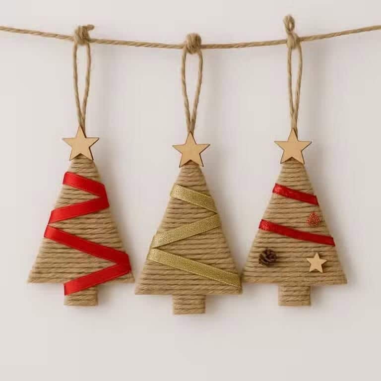 magnifiques sapins de noel realises en laine 1