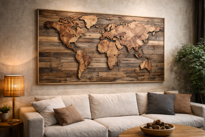 Art mural en bois : transformer vos murs en œuvres vivantes et intemporelles art mural en bois 1