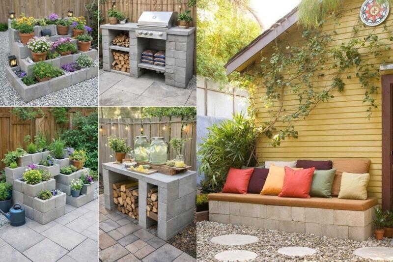 Terrasse en blocs de béton : idées déco pour vous inspirer idees pour amenager votre terrasse avec des blocs de beton 7