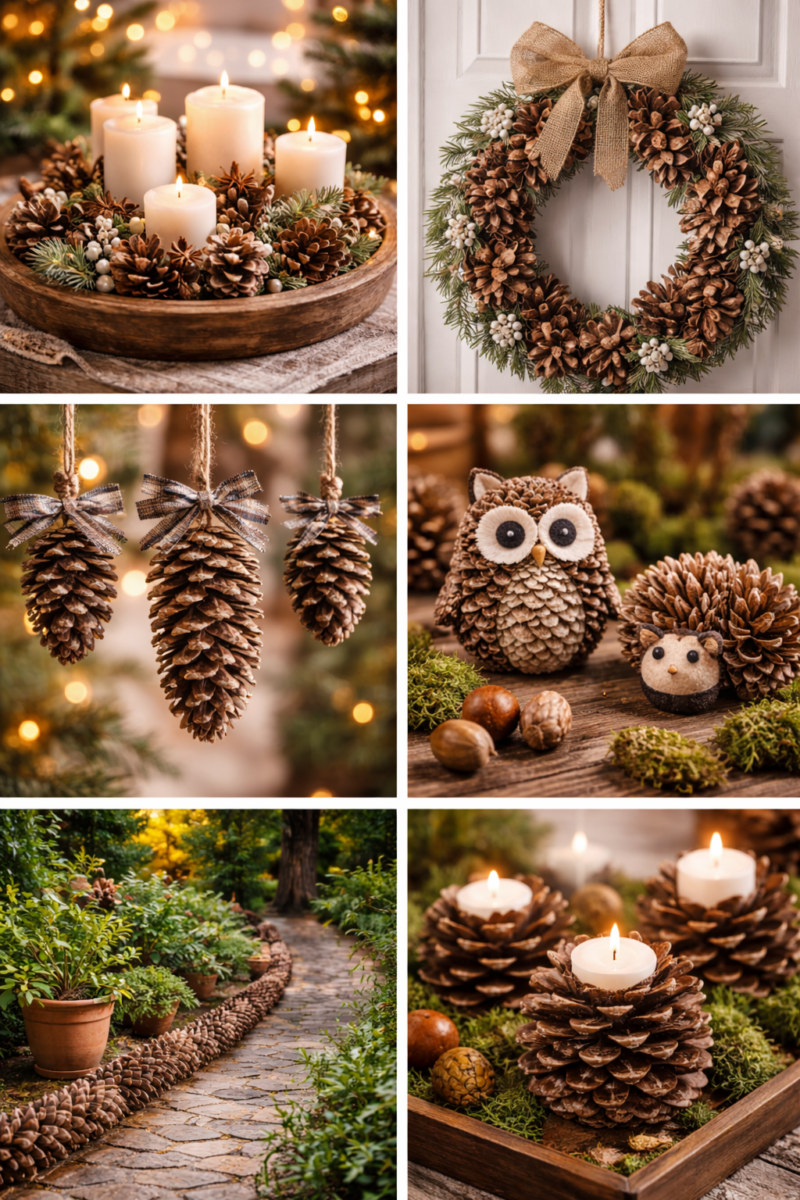 Idées remarquables avec des pommes de pin : inspirations créatives et déco naturelles à fort impact idees remarquables avec des pommes de pin 6