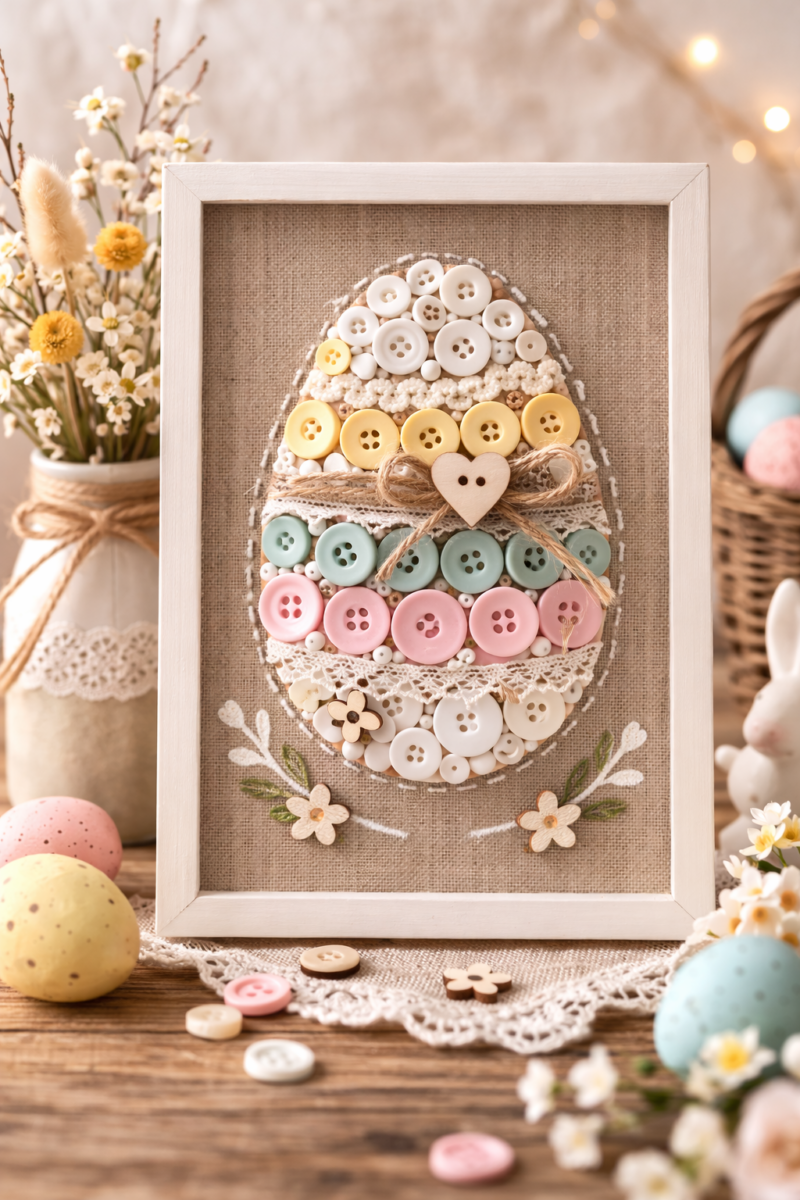Décoration de Pâques avec des boutons: Idées créatives decoration de paques avec des boutons 1