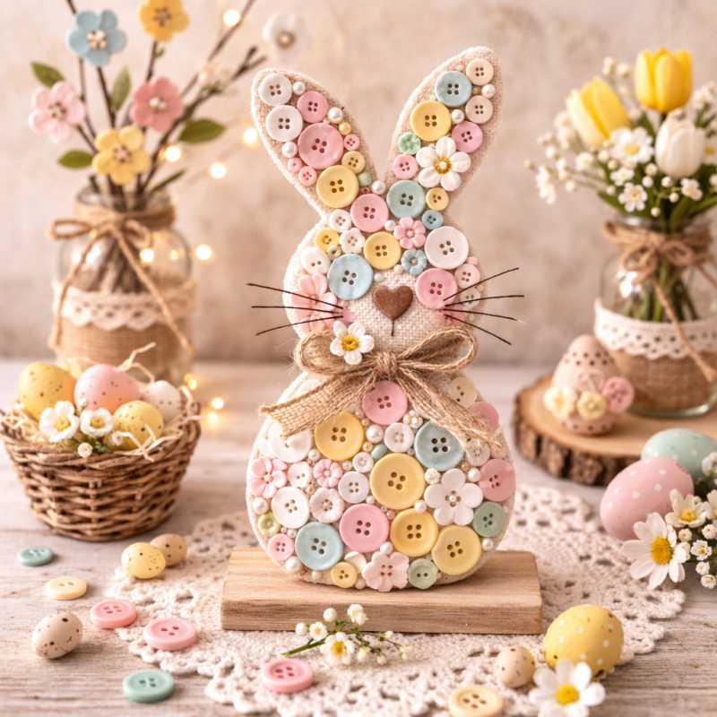 Décoration de Pâques avec des boutons: Idées créatives decoration de paques avec des boutons 3