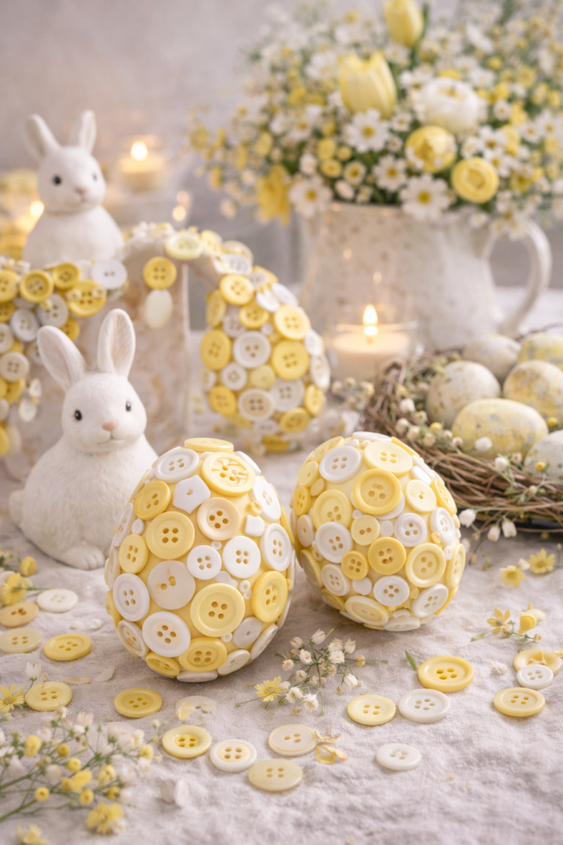 Décoration de Pâques avec des boutons: Idées créatives decoration de paques avec des boutons 8