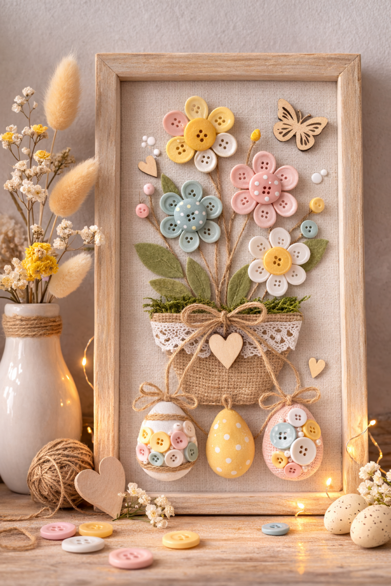 Décoration de Pâques avec des boutons: Idées créatives decoration de paques avec des boutons 9