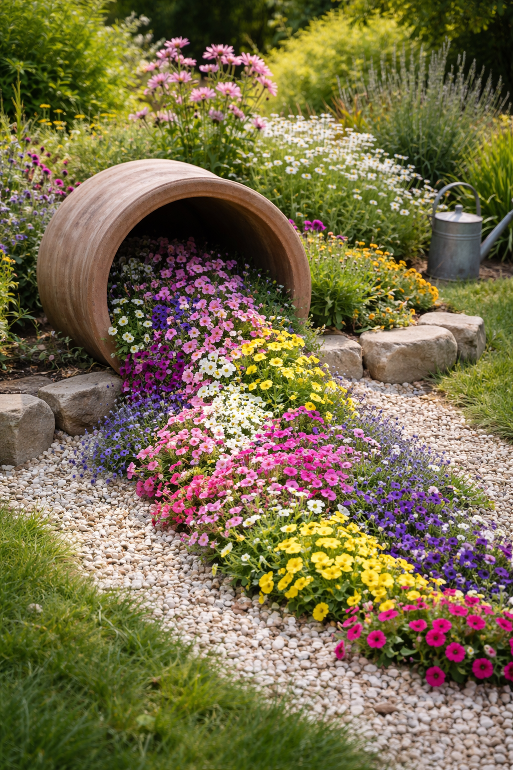 Jardin avec des pots de fleurs renversés : une idée poétique et originale pour transformer son extérieur Jardin avec des pots de fleurs renversés : une idée poétique et originale pour transformer son extérieur jardin avec des pots de fleurs renverses 1