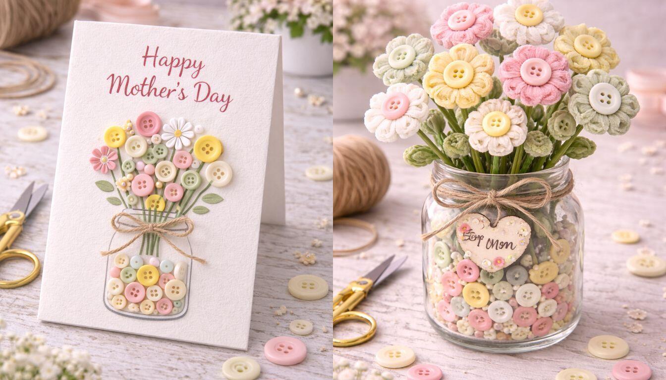 Bricolages avec des boutons pour la fête des Mères : idées créatives, faciles et pleines de charme Bricolages avec des boutons pour la fête des Mères : idées créatives, faciles et pleines de charme bricolages avec des boutons pour la fete des meres