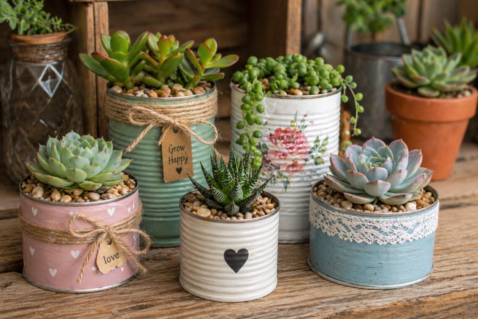 Comment planter des mini-succulentes dans des boîtes de conserve : l’idée récup’ chic, facile et pleine de charme Comment planter des mini-succulentes dans des boîtes de conserve : l’idée récup’ chic, facile et pleine de charme comment planter des mini succulentes dans des boites de conserve 1