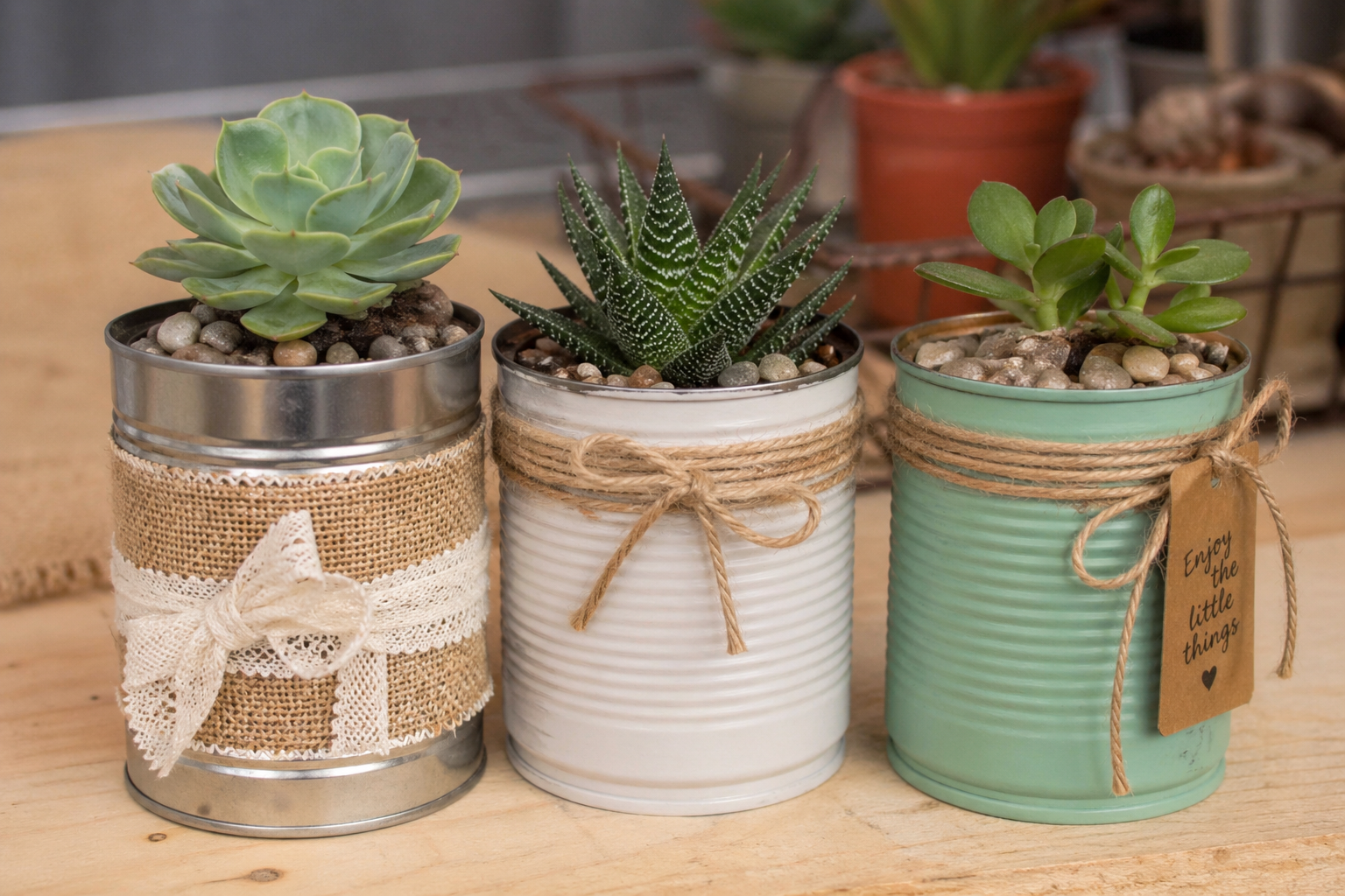 Comment planter des mini-succulentes dans des boîtes de conserve : l’idée récup’ chic, facile et pleine de charme Comment planter des mini-succulentes dans des boîtes de conserve : l’idée récup’ chic, facile et pleine de charme comment planter des mini succulentes dans des boites de conserve
