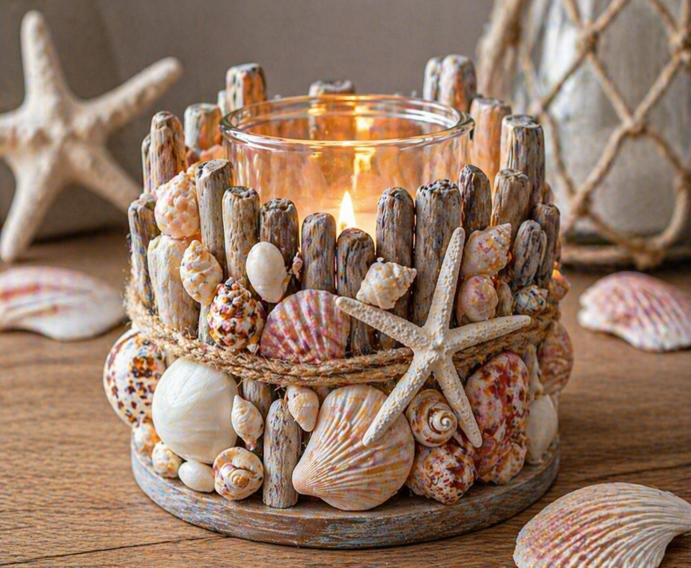 Magnifiques bougeoirs ornés de coquillages style bord de mer Magnifiques bougeoirs ornés de coquillages style bord de mer magnifiques bougeoirs ornes de coquillages 4