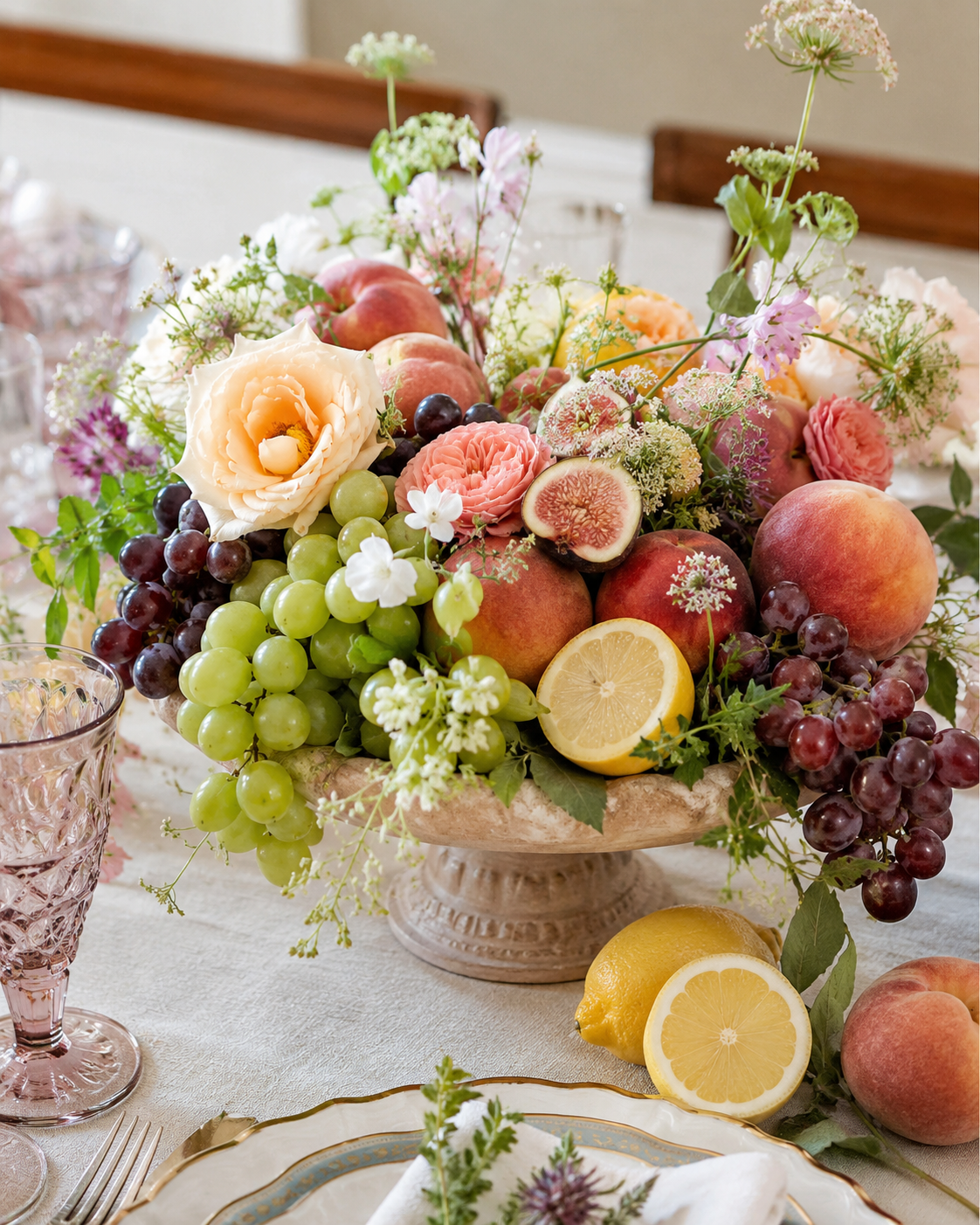 Magnifiques centres de table composés de fleurs et de fruits Magnifiques centres de table composés de fleurs et de fruits magnifiques centres de table composes de fleurs et de fruits 3