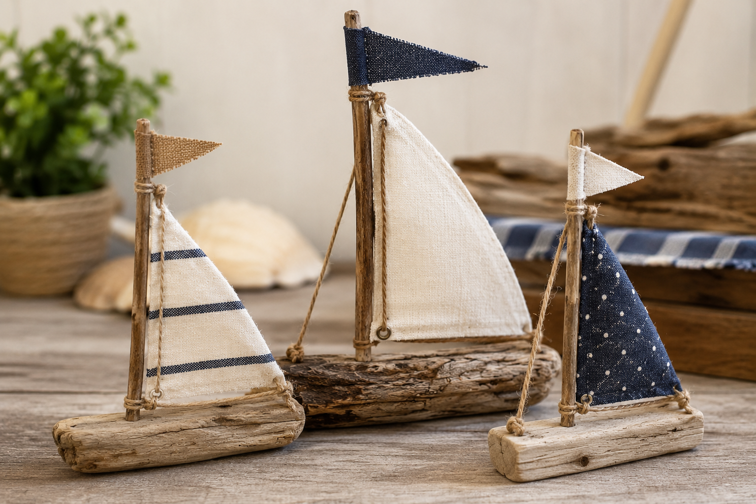 Bateaux décoratifs en tissu et en tronc d’arbre : idées artisanales Bateaux décoratifs en tissu et en tronc d’arbre : idées artisanales bateaux decoratifs en tissu et en tronc arbre 5