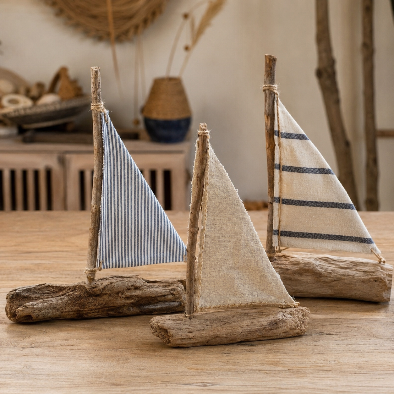 Bateaux décoratifs en tissu et en tronc d’arbre : idées artisanales Bateaux décoratifs en tissu et en tronc d’arbre : idées artisanales bateaux decoratifs en tissu et en tronc arbre 6