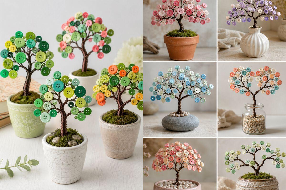 Magnifiques arbres en fil de fer et boutons pour déco unique Magnifiques arbres en fil de fer et boutons pour déco unique magnifiques arbres en fil de fer et boutons