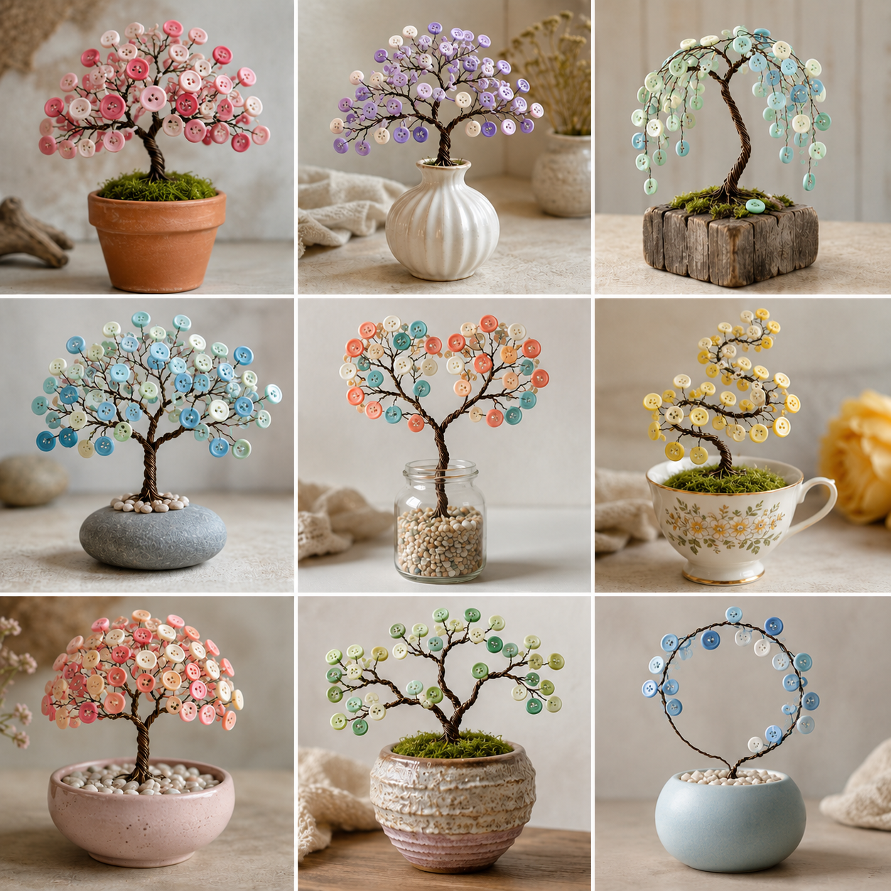 Magnifiques arbres en fil de fer et boutons pour déco unique Magnifiques arbres en fil de fer et boutons pour déco unique magnifiques arbres en fil de fer et boutons