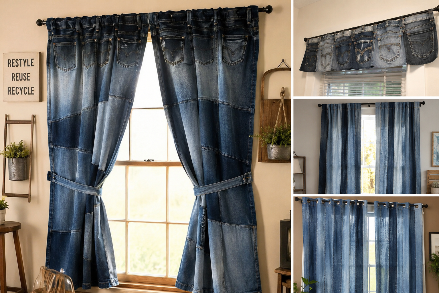 Rideaux confectionnés à partir de vieux jeans | Déco Rideaux confectionnés à partir de vieux jeans | Déco rideaux confectionnes a partir de vieux jeans 3