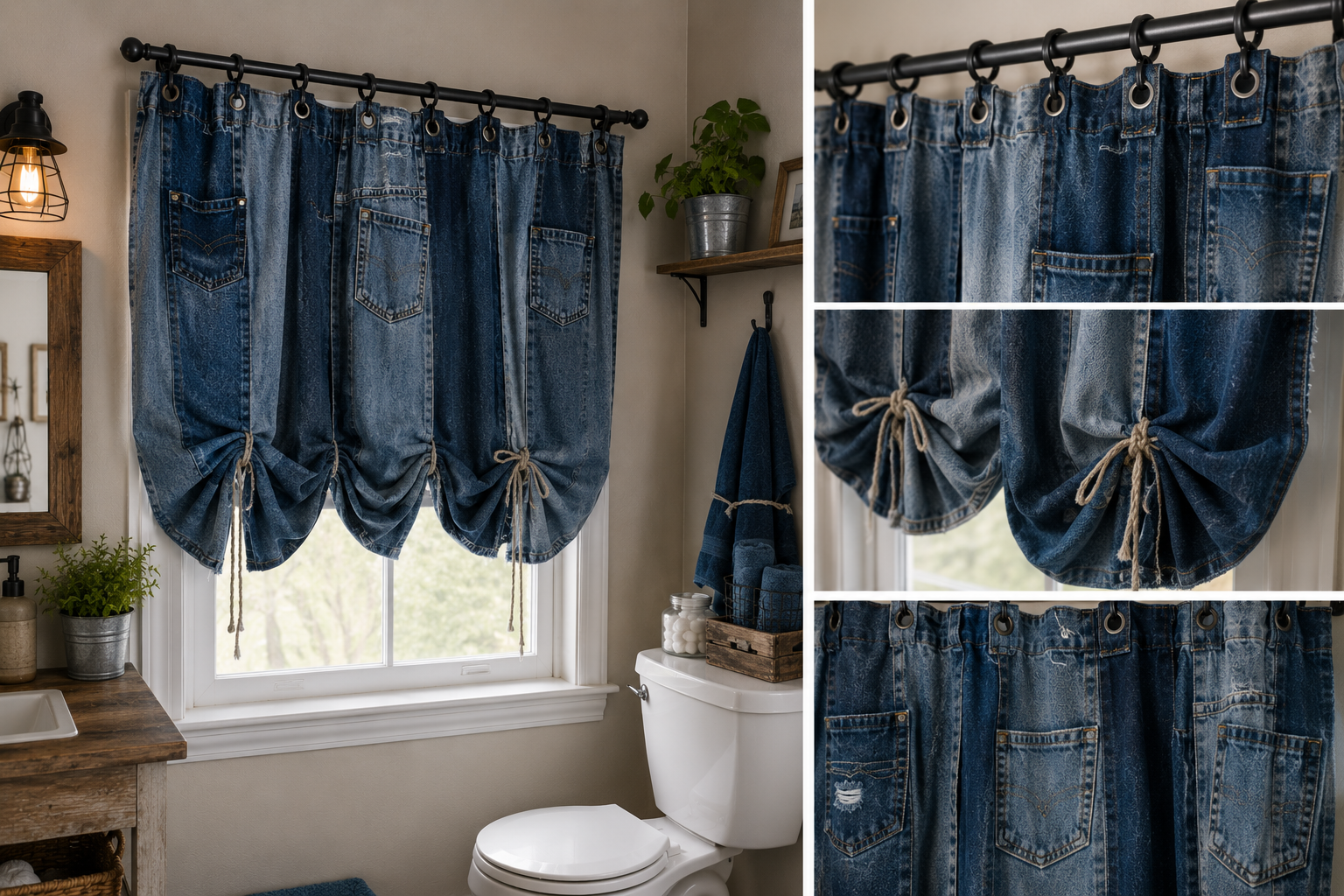 Rideaux confectionnés à partir de vieux jeans | Déco Rideaux confectionnés à partir de vieux jeans | Déco rideaux confectionnes a partir de vieux jeans 4
