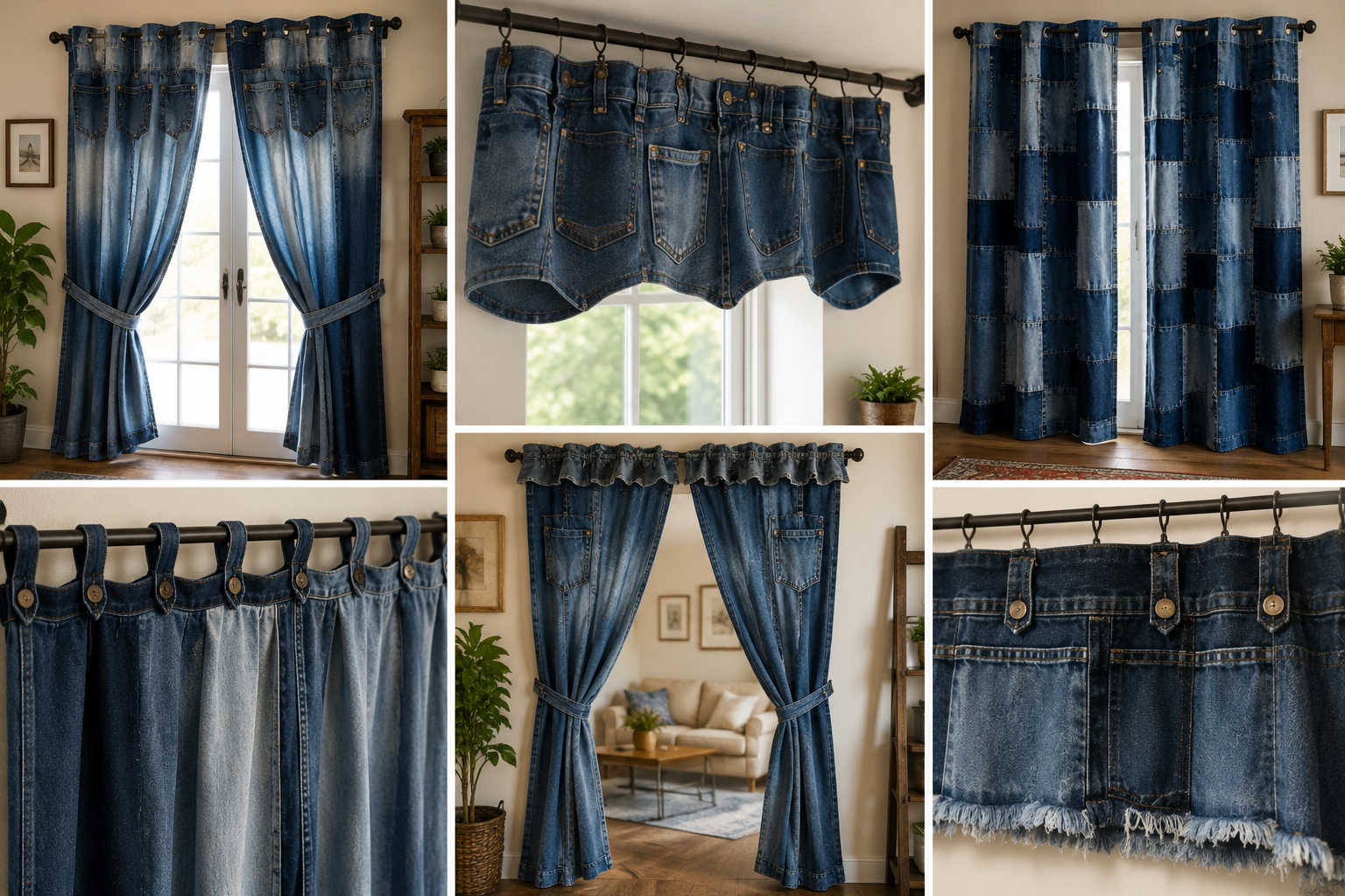 Rideaux confectionnés à partir de vieux jeans | Déco Rideaux confectionnés à partir de vieux jeans | Déco rideaux confectionnes a partir de vieux jeans 6