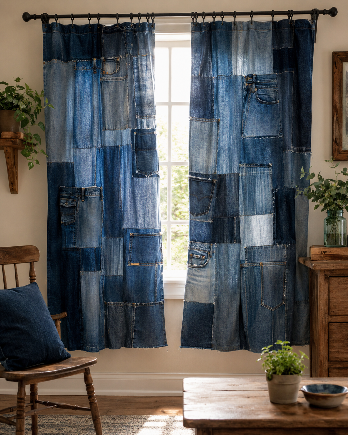Rideaux confectionnés à partir de vieux jeans | Déco Rideaux confectionnés à partir de vieux jeans | Déco rideaux confectionnes a partir de vieux jeans 7