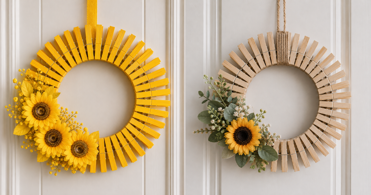 Comment faire une belle couronne de tournesol en pinces à linge Comment faire une belle couronne de tournesol en pinces à linge comment faire une belle couronne de tournesol en pinces a linge 6