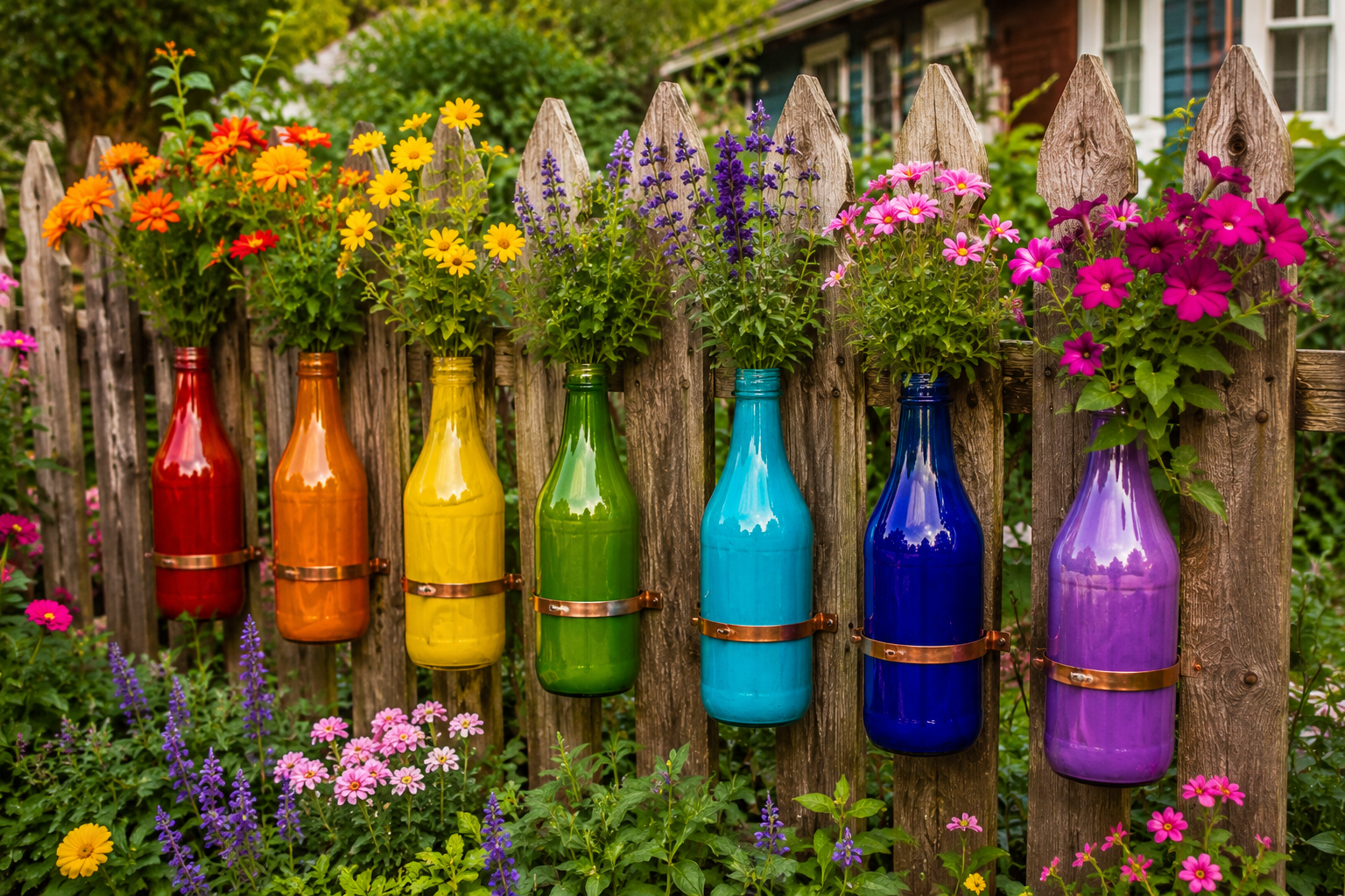 Différentes idées pour décorer le jardin avec des bouteilles aux couleurs de l’arc-en-ciel Différentes idées pour décorer le jardin avec des bouteilles aux couleurs de l’arc-en-ciel decorer le jardin avec des bouteilles aux couleurs de larc en ciel 5