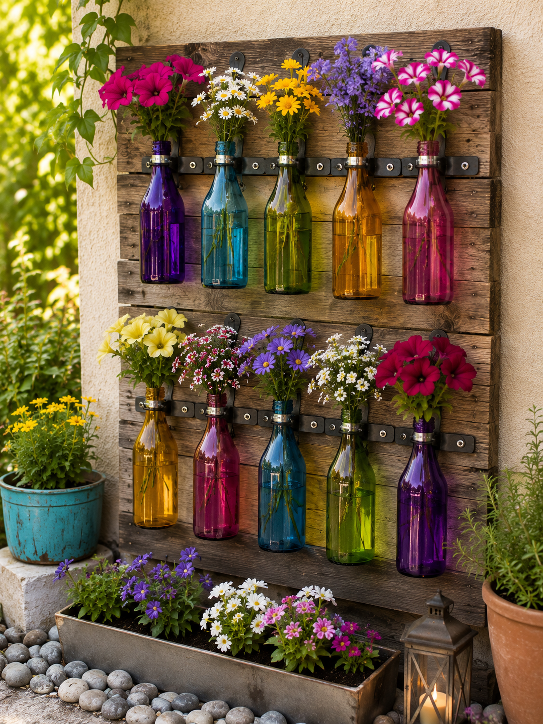 Différentes idées pour décorer le jardin avec des bouteilles aux couleurs de l’arc-en-ciel Différentes idées pour décorer le jardin avec des bouteilles aux couleurs de l’arc-en-ciel decorer le jardin avec des bouteilles aux couleurs de larc en ciel 6