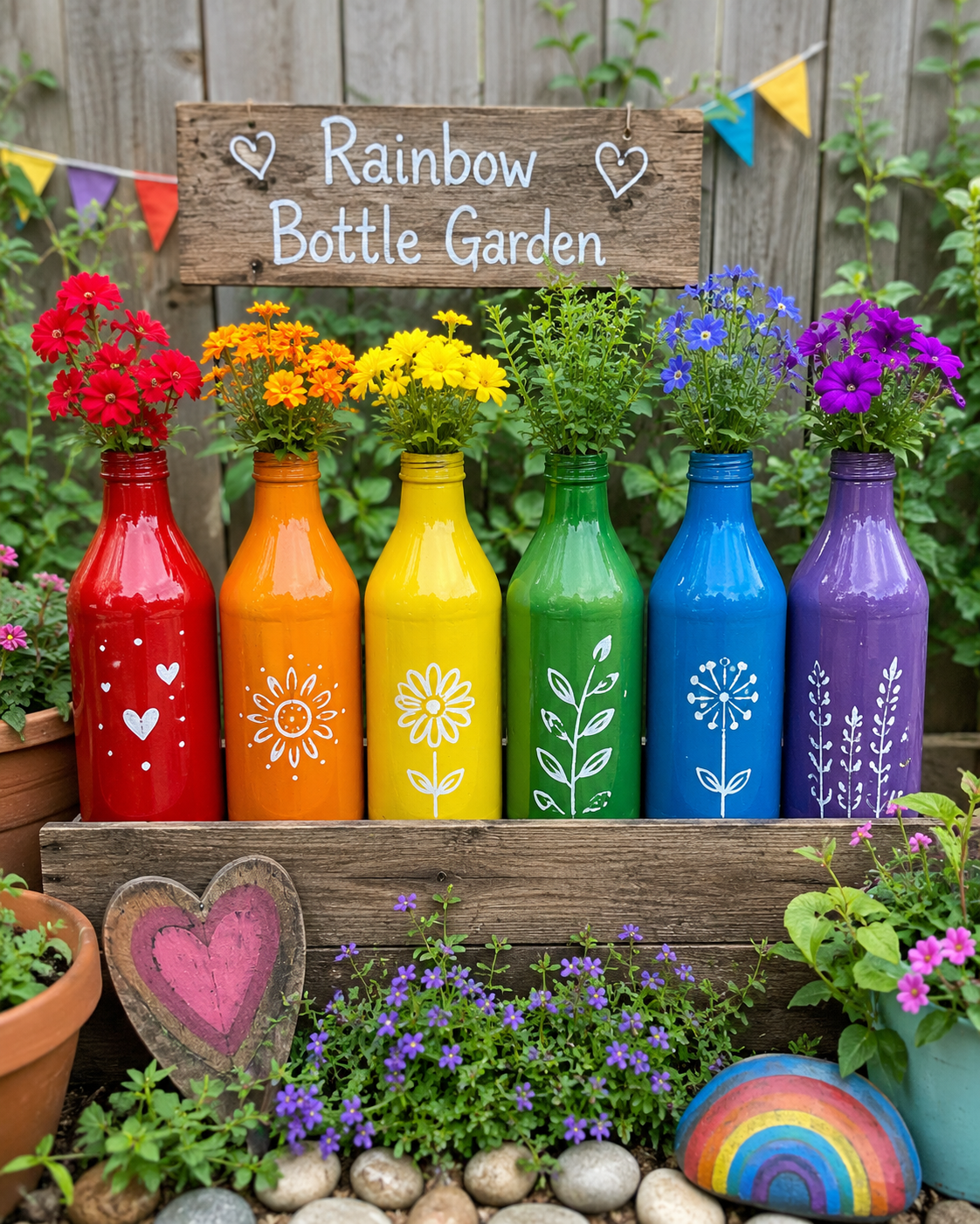 Différentes idées pour décorer le jardin avec des bouteilles aux couleurs de l’arc-en-ciel Différentes idées pour décorer le jardin avec des bouteilles aux couleurs de l’arc-en-ciel decorer le jardin avec des bouteilles aux couleurs de larc en ciel