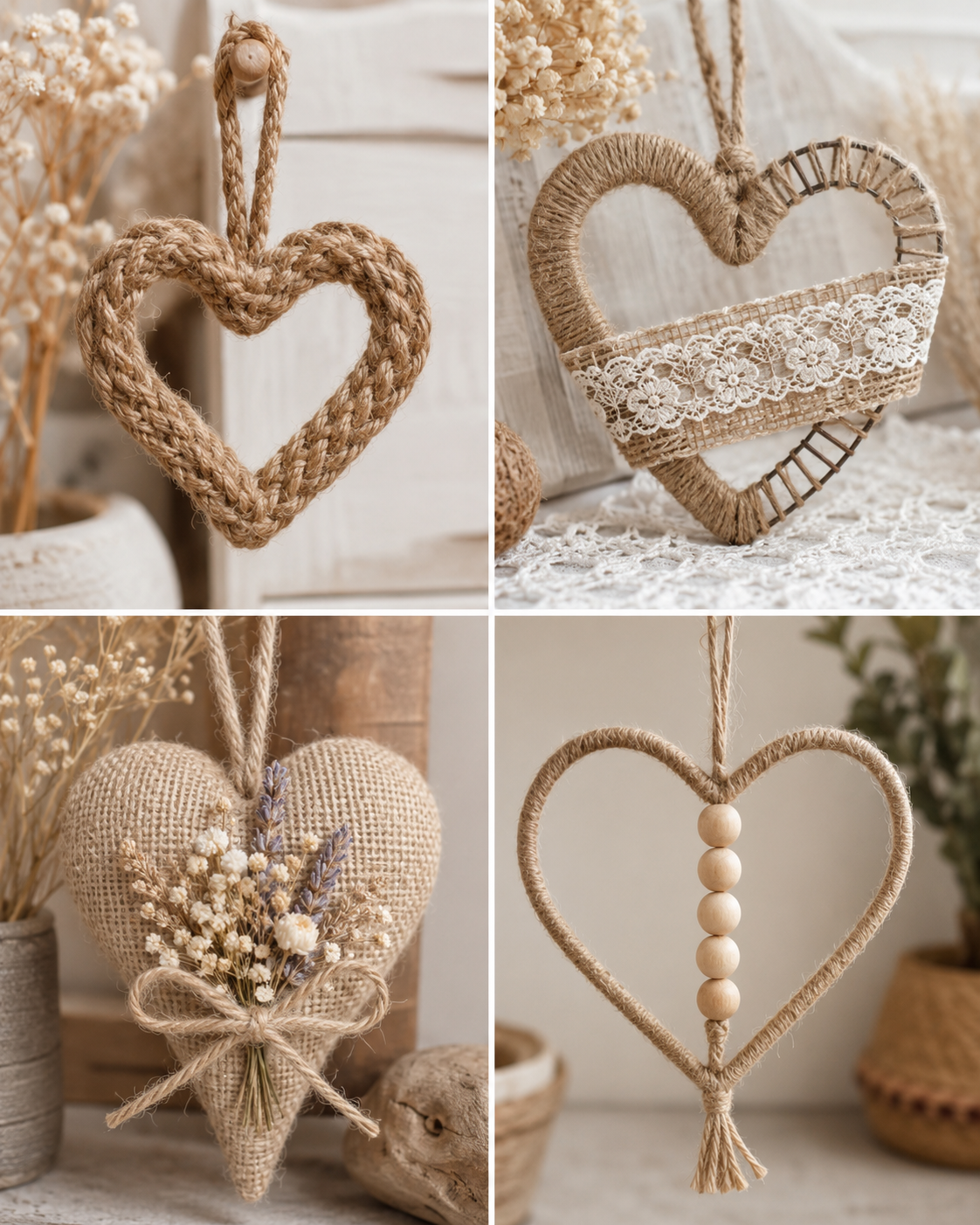 Idées Cœurs en jute pour une ambiance naturelle et cosy Idées Cœurs en jute pour une ambiance naturelle et cosy idees coeurs en jute