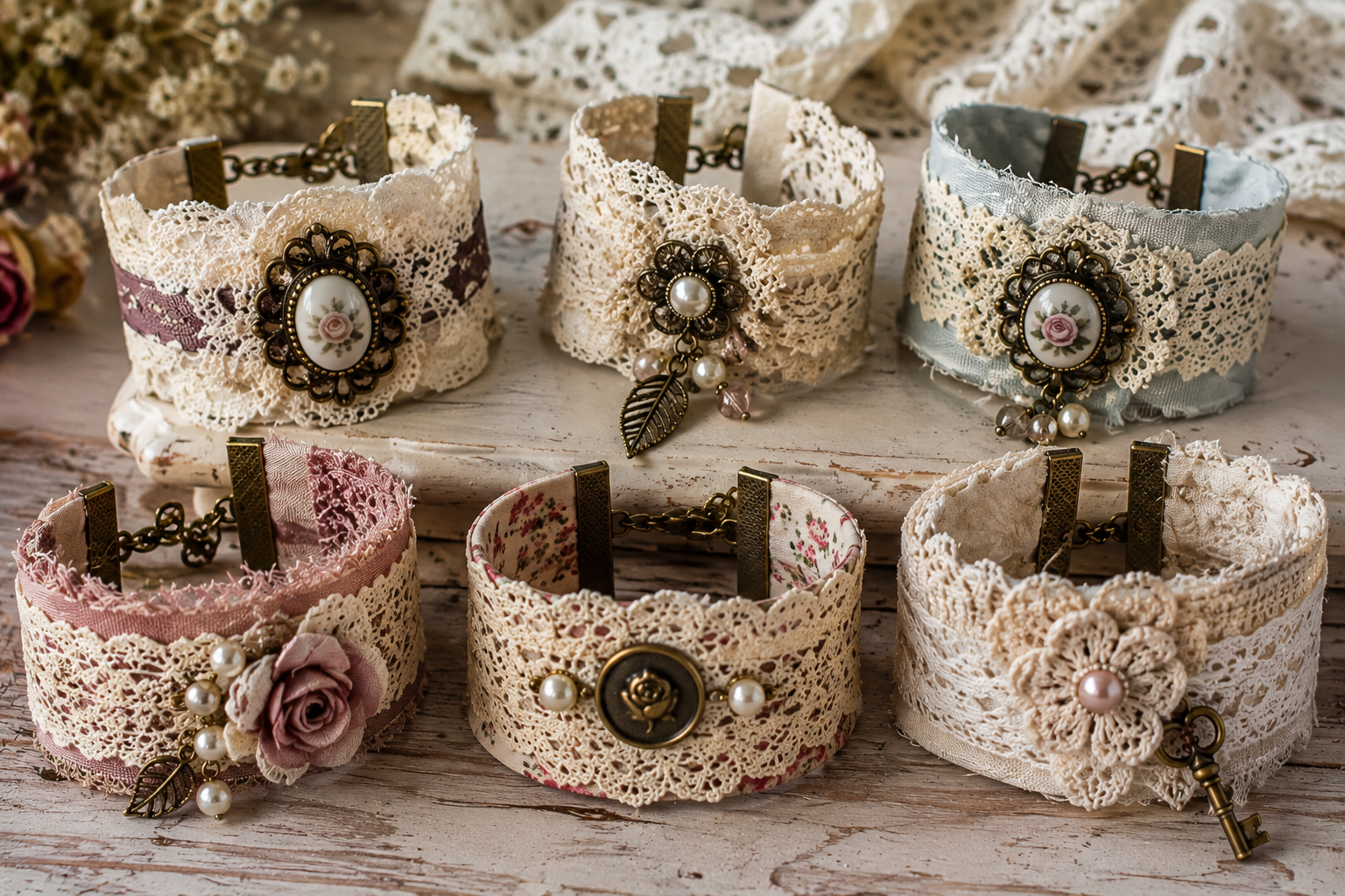 Bracelets vintage romantiques en tissu et dentelle : idées, styles et tutoriel Bracelets vintage romantiques en tissu et dentelle : idées, styles et tutoriel bracelets vintage romantiques en tissu et dentelle 6