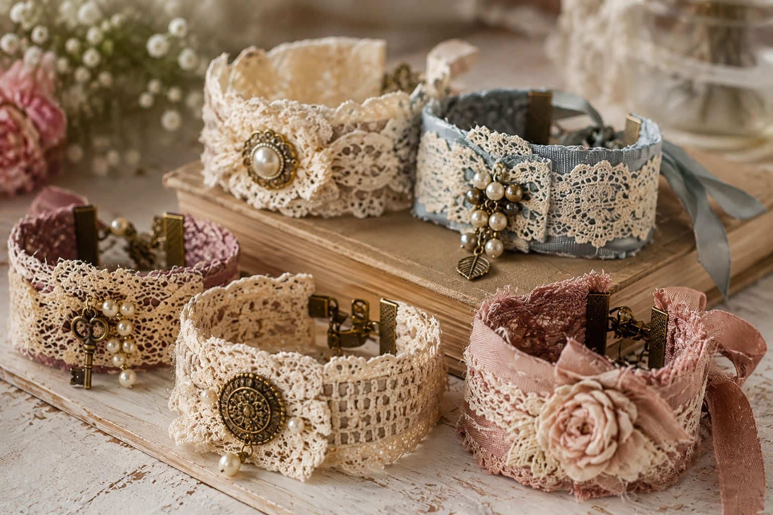 Bracelets vintage romantiques en tissu et dentelle : idées, styles et tutoriel Bracelets vintage romantiques en tissu et dentelle : idées, styles et tutoriel bracelets vintage romantiques en tissu et dentelle