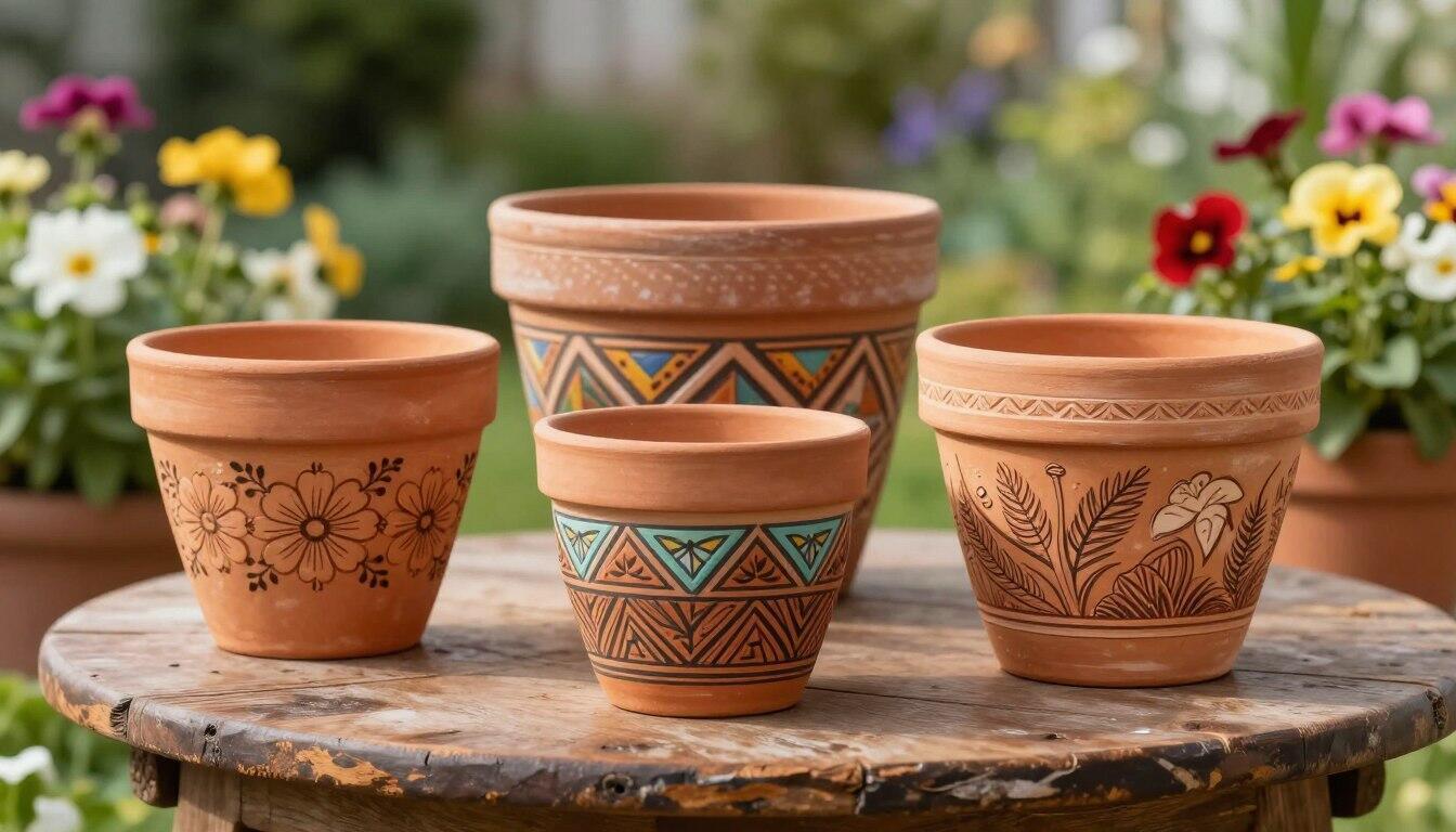 cache-pots décoratifs en terre cuite avec motifs artisanaux cache-pots décoratifs en terre cuite avec motifs artisanaux