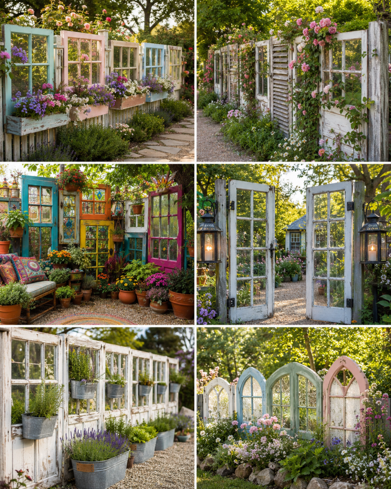 Réutiliser de vieilles fenêtres pour créer des clôtures colorées Réutiliser de vieilles fenêtres pour créer des clôtures colorées eutiliser de vieilles fenetres pour creer des clotures colorees 2