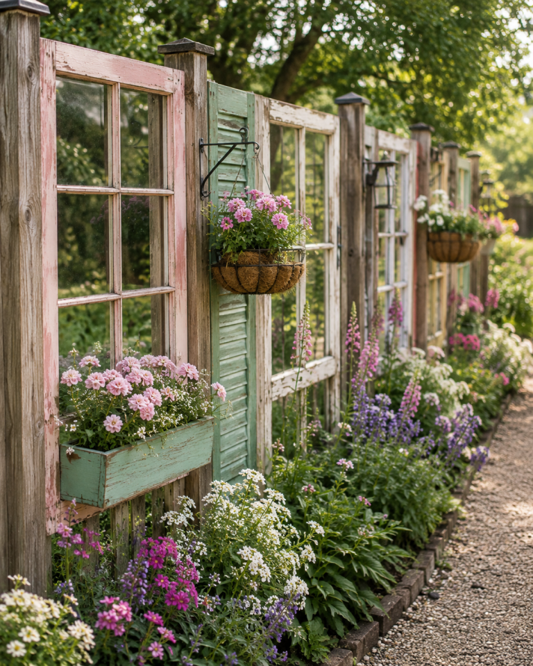 Réutiliser de vieilles fenêtres pour créer des clôtures colorées Réutiliser de vieilles fenêtres pour créer des clôtures colorées eutiliser de vieilles fenetres pour creer des clotures colorees 3